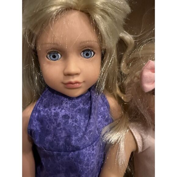 Lot 3 x Our Generation Battat Vinyl & Soft Body Dolls Blonde Blue Eyes 18" - Picture 4 of 8